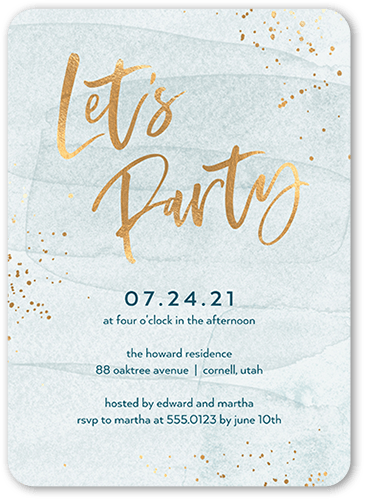 Confetti Bash Party Invitation, Grey, 5x7 Flat, Standard Smooth Cardstock, Rounded, Air