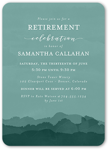 Watercolor Desert Party Invitation, Blue, 5x7 Flat, Pearl Shimmer Cardstock, Rounded