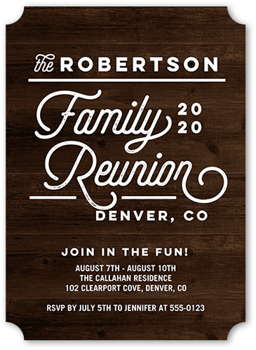 Modern Reunion Party Invitation, Brown, 5x7 Flat, Pearl Shimmer Cardstock, Ticket