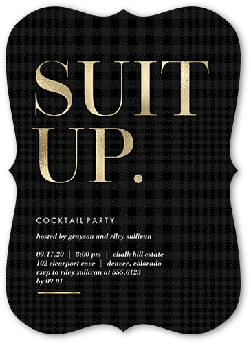 Fancy Up Party Invitation, Yellow, 5x7 Flat, Pearl Shimmer Cardstock, Bracket