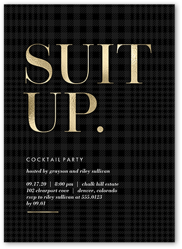 Fancy Up Party Invitation, Yellow, 5x7 Flat, Pearl Shimmer Cardstock, Square