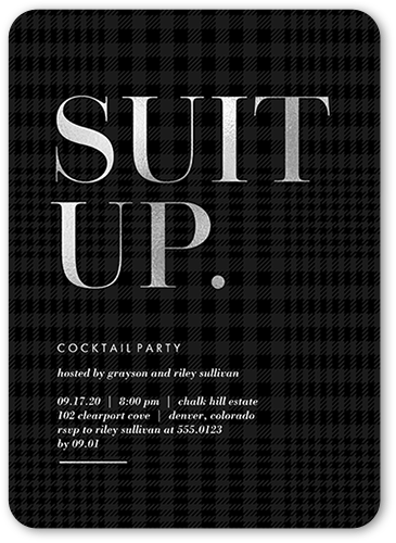 Fancy Up Party Invitation, Grey, 5x7 Flat, Matte, Signature Smooth Cardstock, Rounded, Silver Lining