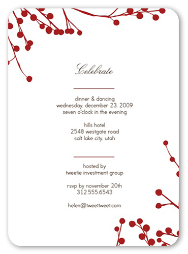 Red Blossoms Party Invitation, Red, Standard Smooth Cardstock, Rounded