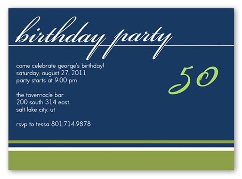 Birthday Navy Party Invitation, Blue, Pearl Shimmer Cardstock, Square