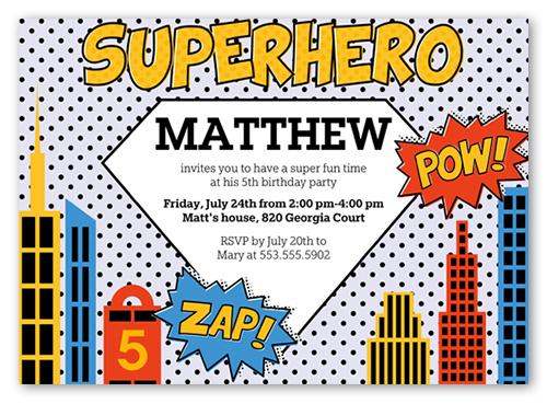 Superhero Birthday Invitation Card