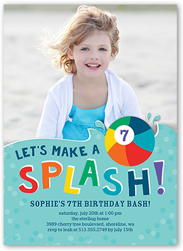 Wet And Wild Birthday Invitation, Blue, Standard Smooth Cardstock, Square