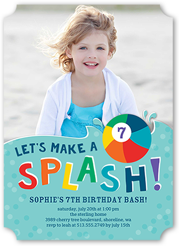 Wet And Wild Birthday Invitation, Blue, Pearl Shimmer Cardstock, Ticket