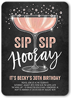 sip sip hooray birthday invitation 5x7 flat