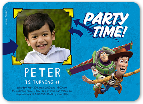 Disney-Pixar Toy Story Celebration Birthday Invitation, Blue, Standard Smooth Cardstock, Rounded