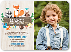woodland wishes boy birthday invitation 5x7 flat