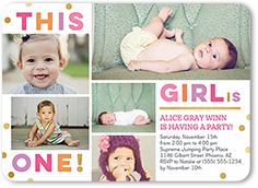 confetti celebration girl birthday invitation 5x7 flat
