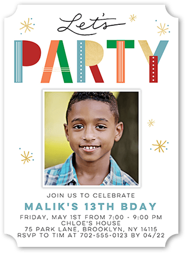 Brightly Celebrated Boy Birthday Invitation, Ticket Corners