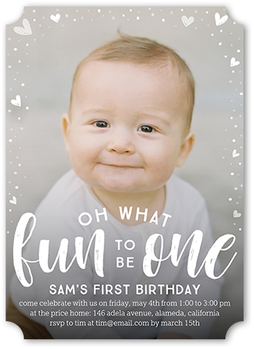 What a Fun One Birthday Invitation, White, 5x7, Matte, Signature Smooth Cardstock, Ticket