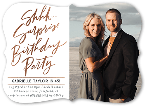 Surprise Party Birthday Invitation, White, 5x7 Flat, Matte, Signature Smooth Cardstock, Bracket