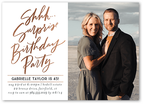 Surprise Party Birthday Invitation, White, 5x7 Flat, Matte, Signature Smooth Cardstock, Square