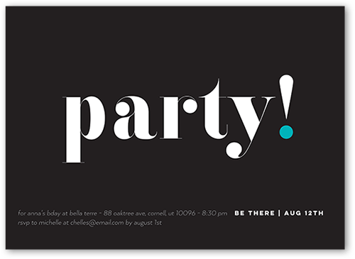 Big and Bold Birthday Invitation, Blue, 5x7 Flat, Standard Smooth Cardstock, Square, Turquoise