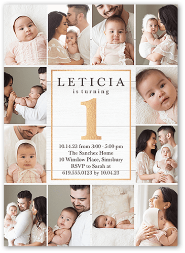 Brilliant One Birthday Invitation, White, 5x7 Flat, Standard Smooth Cardstock, Square