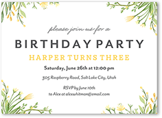 cute flowers birthday invitation