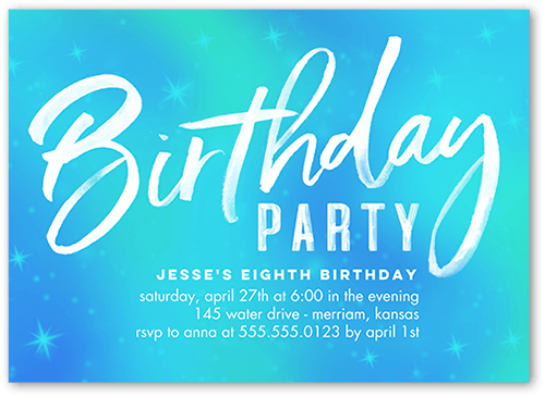 Bright Birthday Birthday Invitation, Blue, 5x7 Flat, 100% Recycled Cardstock , Square