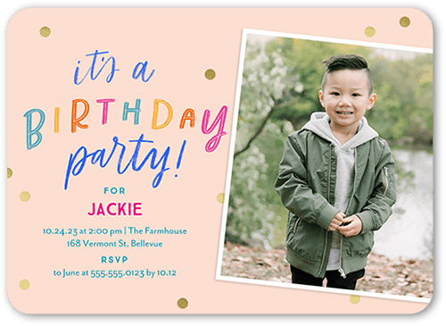 Cuteness Overload Birthday Invitation, Orange, 5x7 Flat, Standard Smooth Cardstock, Rounded