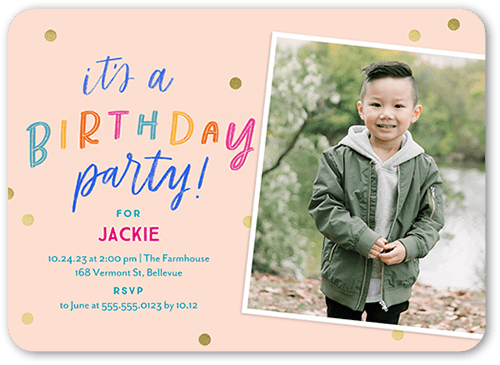 Cuteness Overload Birthday Invitation, Orange, 5x7 Flat, Matte, Signature Smooth Cardstock, Rounded