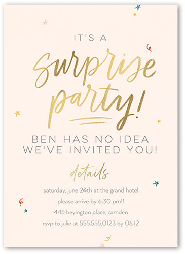 Party People Birthday Invitation, Beige, 5x7 Flat, Pearl Shimmer Cardstock, Square