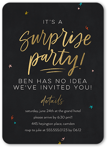 Party People Birthday Invitation, Grey, 5x7 Flat, 100% Recycled Cardstock , Rounded