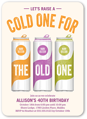 Cold One Birthday Invitation, Purple, 5x7 Flat, Matte, Signature Smooth Cardstock, Rounded