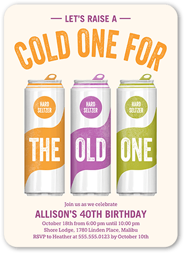 Cold One Birthday Invitation, Purple, 5x7 Flat, Standard Smooth Cardstock, Rounded