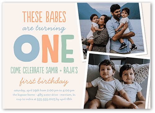 Turning One Birthday Invitation, Orange, 5x7 Flat, Pearl Shimmer Cardstock, Square