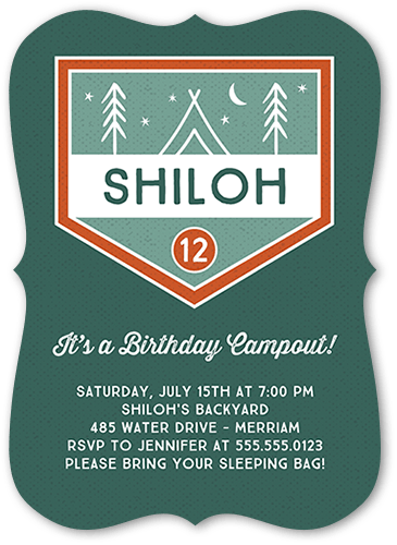 Party Scout Birthday Invitation, Green, 5x7, Pearl Shimmer Cardstock, Bracket