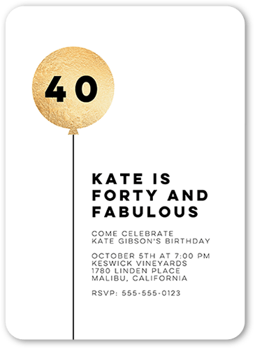 Blissful Balloon Birthday Invitation, White, 5x7 Flat, Matte, Signature Smooth Cardstock, Rounded, White