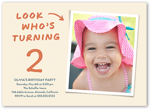 Take A Look Birthday Invitation, Beige, 5x7 Flat, 100% Recycled Cardstock , Square, Beige