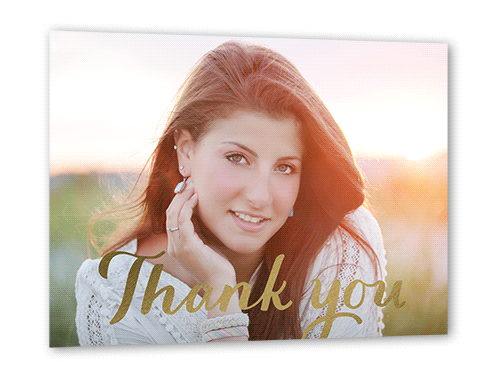 Luminous Gratitude Thank You Card, Gold Foil, Pearl Shimmer Cardstock, Square