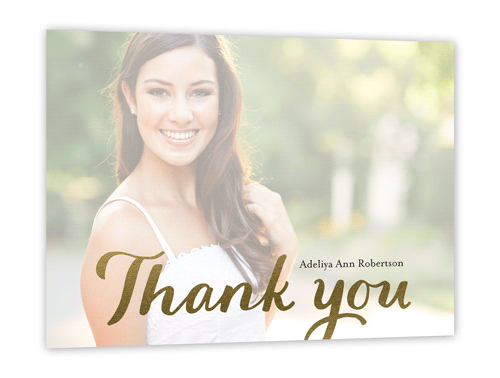 Glistening Gratitude Thank You Card, Gold Foil, Pearl Shimmer Cardstock, Square