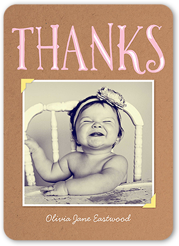 Big Thanks Frame Thank You Card, Pink, Matte, Signature Smooth Cardstock, Rounded
