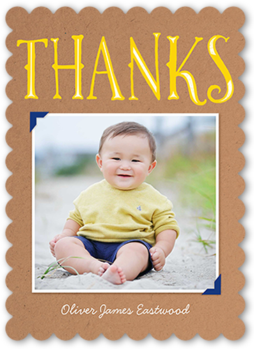 Big Thanks Frame Thank You Card, Yellow, Matte, Signature Smooth Cardstock, Scallop