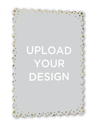 Upload Your Own Confetti Thank You Card, Gold Foil, Matte, Signature Smooth Cardstock, Scallop