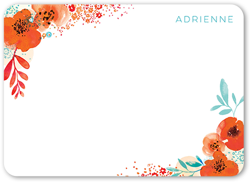 Blooming Bouquet Thank You Card, Orange, Matte, Signature Smooth Cardstock, Rounded