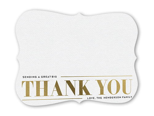 Classic Shiny Recognition Thank You Card, Gold Foil, Pearl Shimmer Cardstock, Bracket