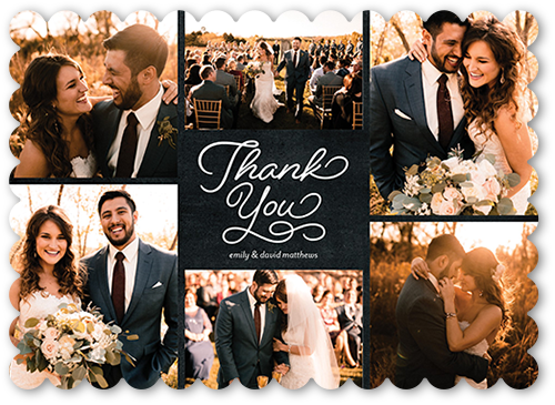 Thankful Twirl Thank You Card, Black, 100% Recycled Cardstock , Scallop