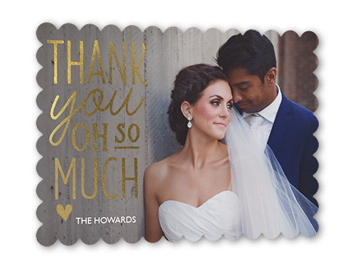 So Much Gratitude Thank You Card, Gold Foil, White, 5x7, Matte, Signature Smooth Cardstock, Scallop