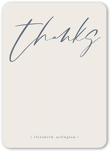 Inked Thanks Thank You Card, Beige, 5x7, Matte, Signature Smooth Cardstock, Rounded