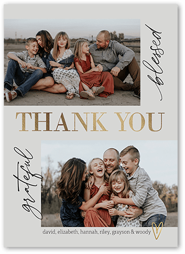 Blessed Fringe Thank You Card, Grey, 5x7 Flat, 100% Recycled Cardstock , Square, Silver Lining