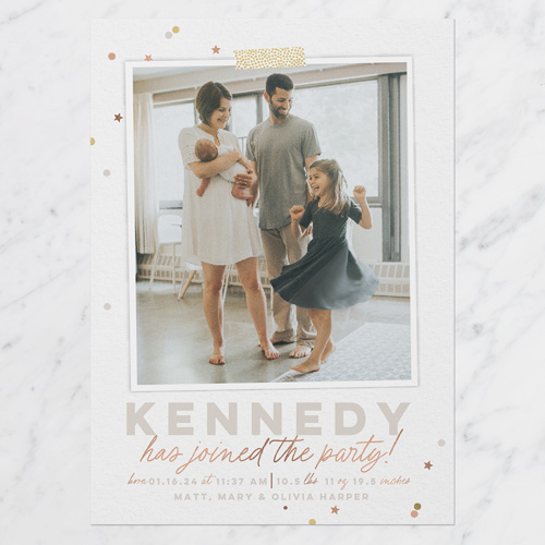 Join The Party Thank You Card, Beige, 5x7 Flat, Pearl Shimmer Cardstock, Square, Pueblo