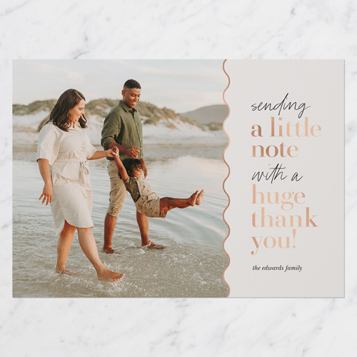 Little Note Big Thanks Thank You Card, Grey, 5x7 Flat, 100% Recycled Cardstock , Square