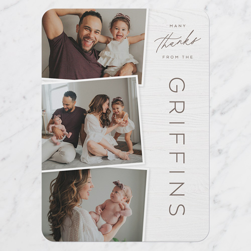 Gratitude Family Thank You Card, White, 5x7 Flat, Pearl Shimmer Cardstock, Rounded