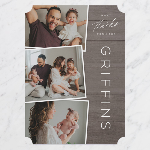 Gratitude Family Thank You Card, Brown, 5x7 Flat, Pearl Shimmer Cardstock, Ticket