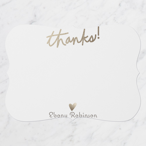 Appreciation Script Thank You Card, White, 5x7 Flat, Pearl Shimmer Cardstock, Bracket