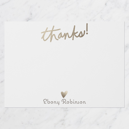 Appreciation Script Thank You Card, White, 5x7 Flat, Luxe Double-Thick Cardstock, Square